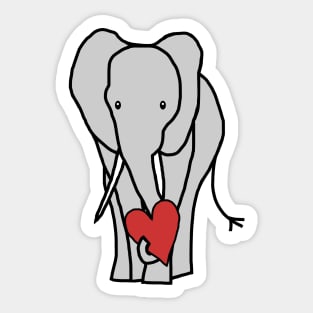 Big Elephant with Love Heart on Valentines Day Graphic Sticker